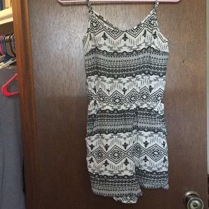 Patterned romper with adjustable spaghetti straps